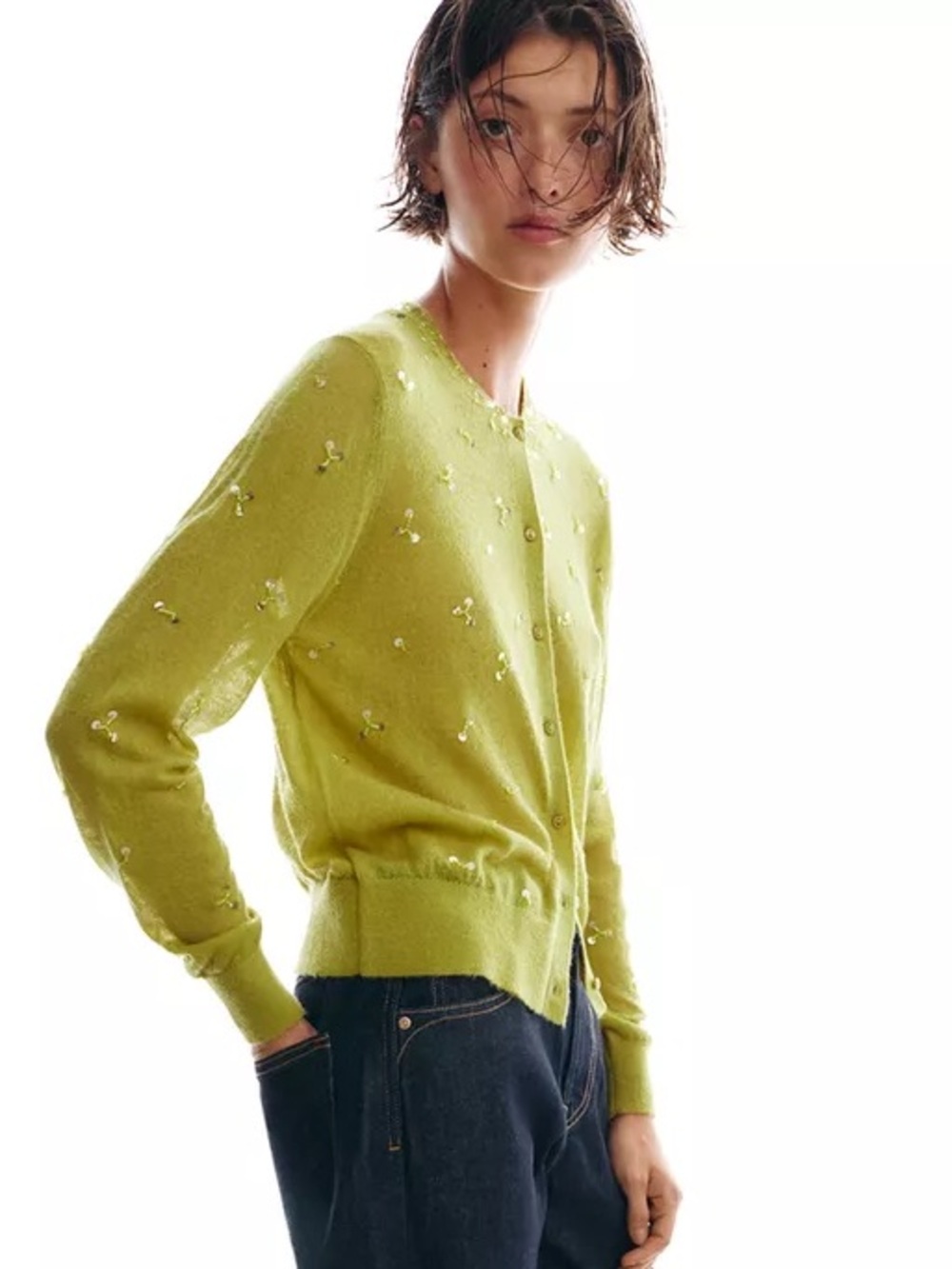 ZARA SEQUIN KNIT CARDIGAN - Picture 6 of 11